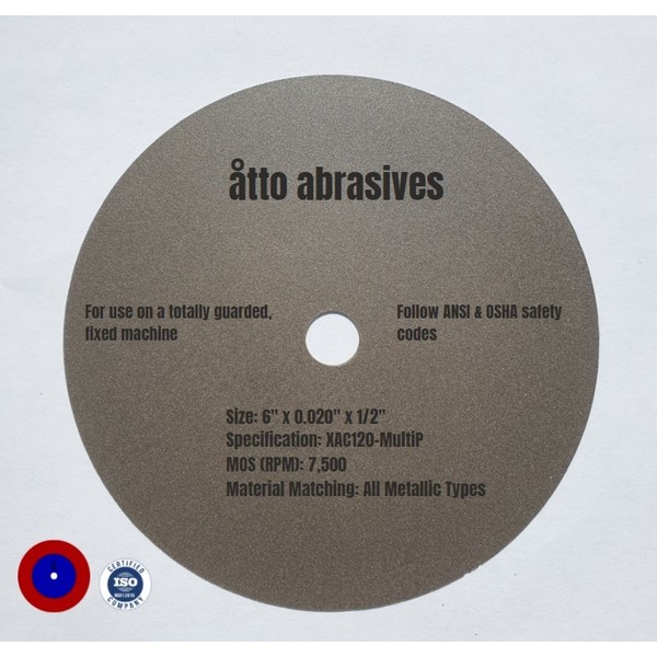 Atto Abrasives Ultra-Thin Sectioning Wheels 6"x0.020"x1/2" Multi-purpose 1W150-050-SG